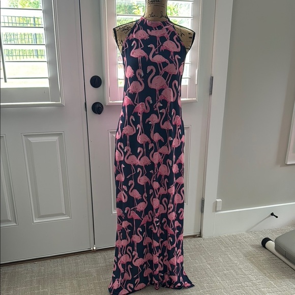 Simply Southern Blue and Pink Halter Maxi Sundress - Picture 2 of 5